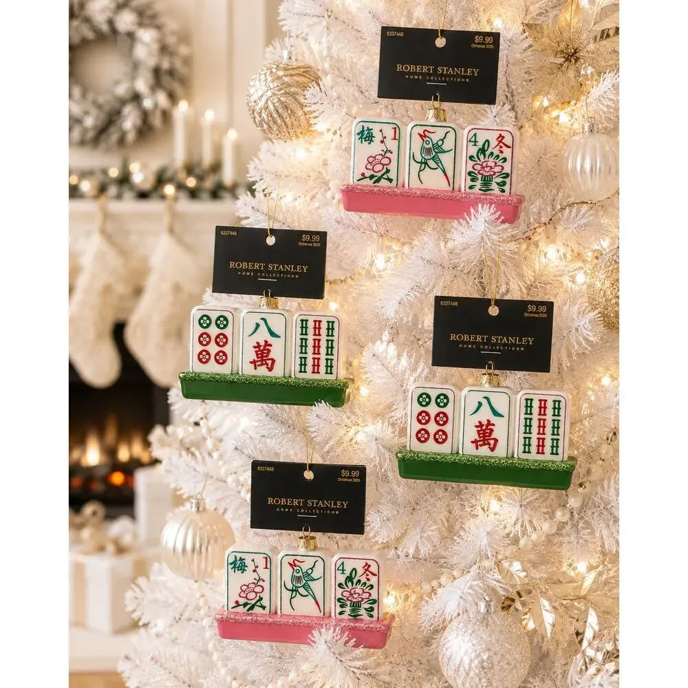Robert Stanley Mahjong Christmas Ornaments Set 4 NWT